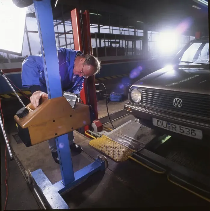 Framed Print : The Technical Inspection Association (TUeV) during the inspection of motor vehicles on 16 Framed Print : The Technical Inspection Association (TUeV) during the inspection of motor vehicles on 16