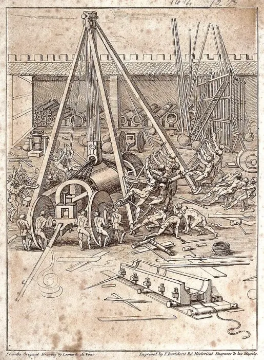 Framed Print : Technique, a lifting device in use in an armoury