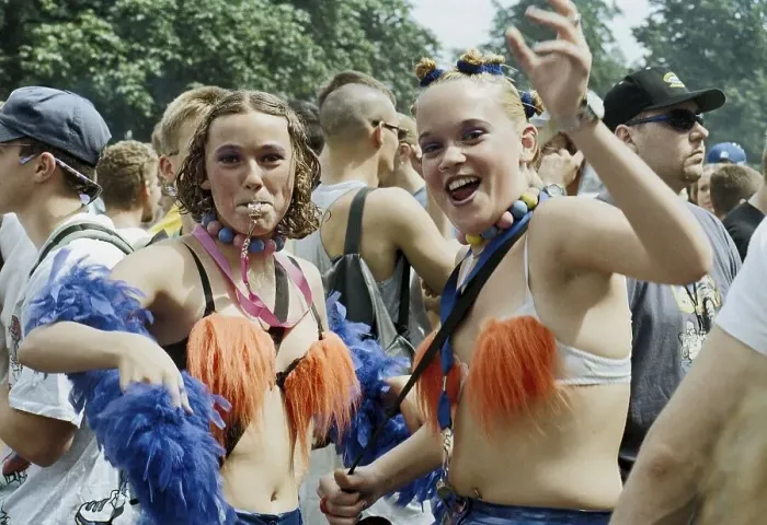 Framed Print : Techno fans celebrate during the Love Parade
