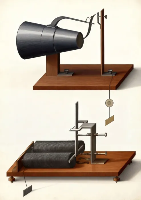 Framed Print : Telephone transmitter mechanism by Johann Philipp Reis