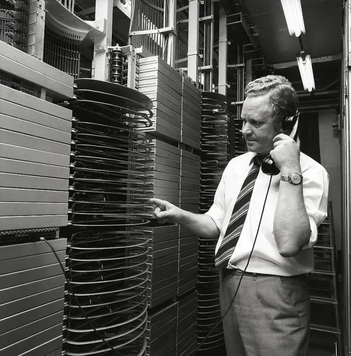 Framed Print : Telephony in the 1970s