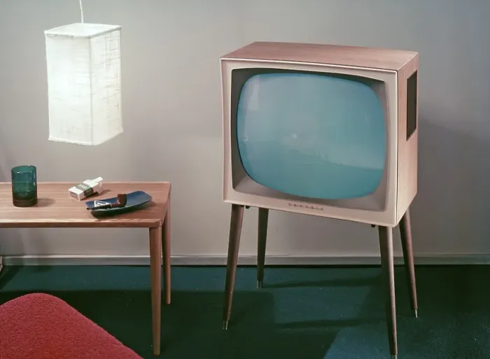 Framed Print : Television in the 1950s. A Grundig television set that was available for customers 1957 Framed Print : Television in the 1950s. A Grundig television set that was available for customers 1957