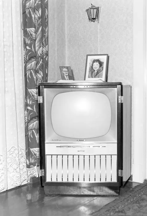 Framed Print : Television, historical photo, circa 1960
