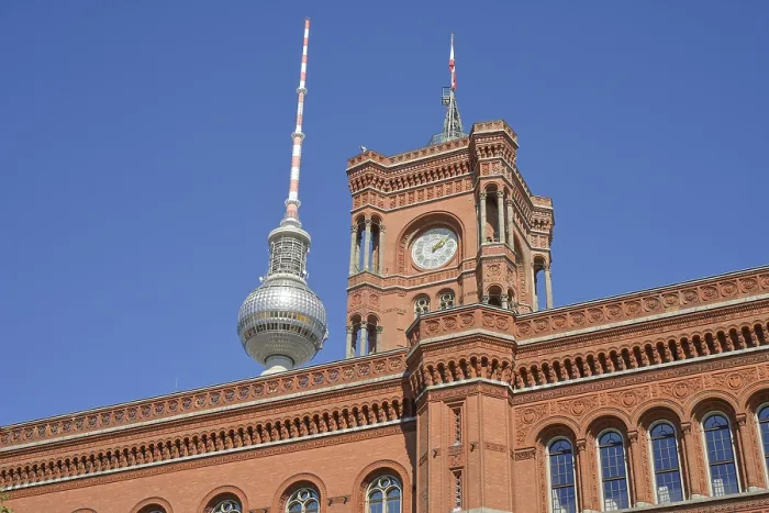 Framed Print : Television tower, Rotes Rathaus