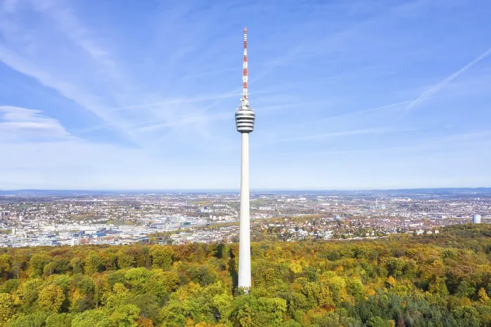 Framed Print : Television tower Stuttgart tower skyline aerial view city architecture travel Stuttgart