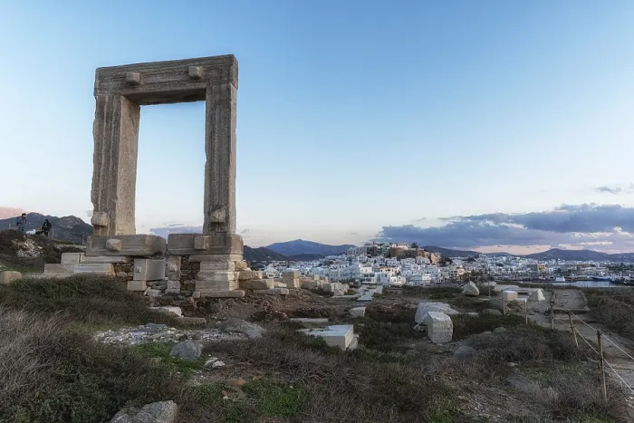 Framed Print : Temple of Apollo scenic viewpoint with the sunset view over Naxos