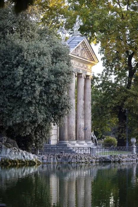 Framed Print : Temple of Asclepius, Villa Borghese lake