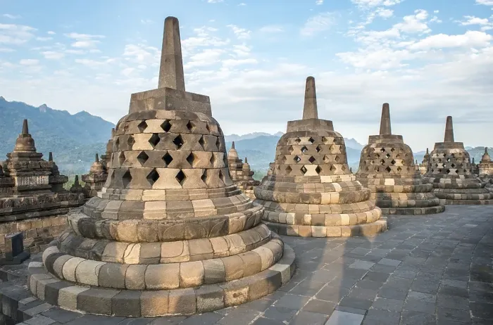 Framed Print : Temple complex Borobudur, Stupas Framed Print : Temple complex Borobudur, Stupas