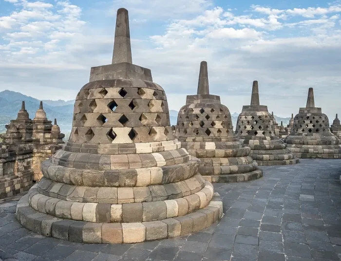 Framed Print : Temple complex Borobudur, Stupas Framed Print : Temple complex Borobudur, Stupas