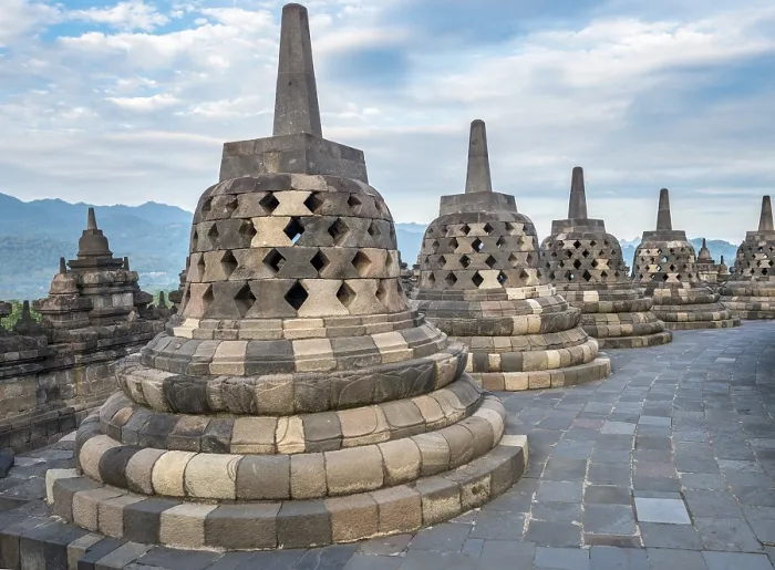 Framed Print : Temple complex Borobudur, Stupas Framed Print : Temple complex Borobudur, Stupas