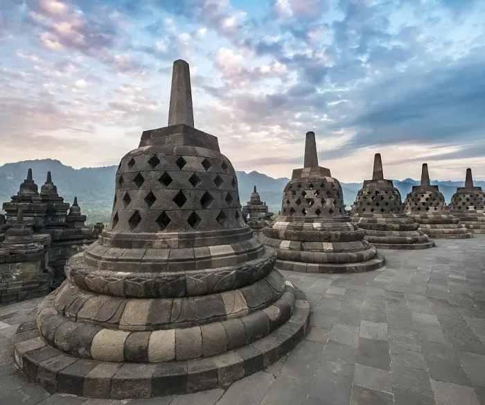 Framed Print : Temple complex Borobudur at sunrise Framed Print : Temple complex Borobudur at sunrise