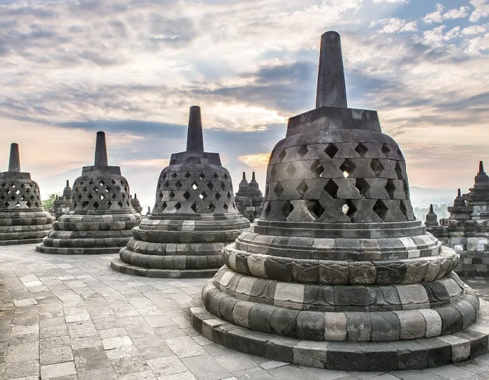 Framed Print : Temple complex Borobudur at sunrise Framed Print : Temple complex Borobudur at sunrise