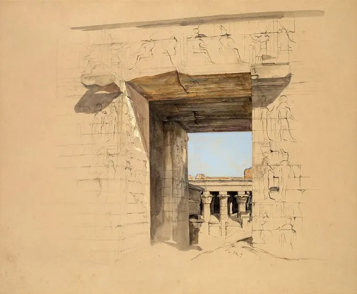 Framed Print : The Temple of Edfu, The Door of the Pylon