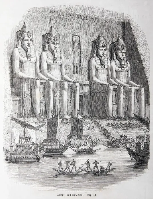 Framed Print : Temple of Ipsambul, Historical Illustration in an Old Bible