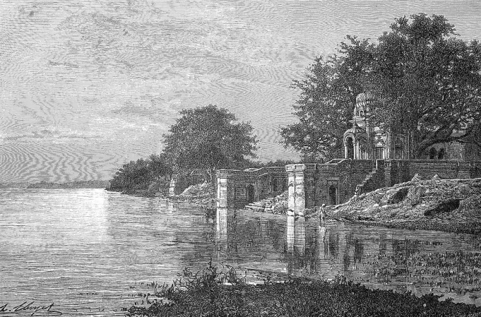 Framed Print : Temple Le Sutti Chowra Ghat on the Ganges
