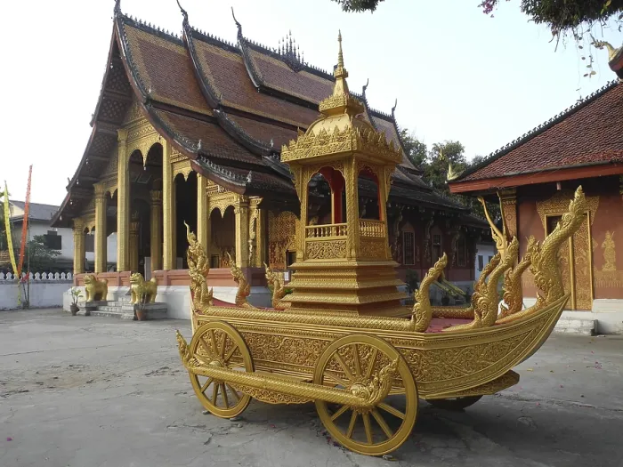 Framed Print : Temple and ritual carriage, in Luang Prabang Framed Print : Temple and ritual carriage, in Luang Prabang