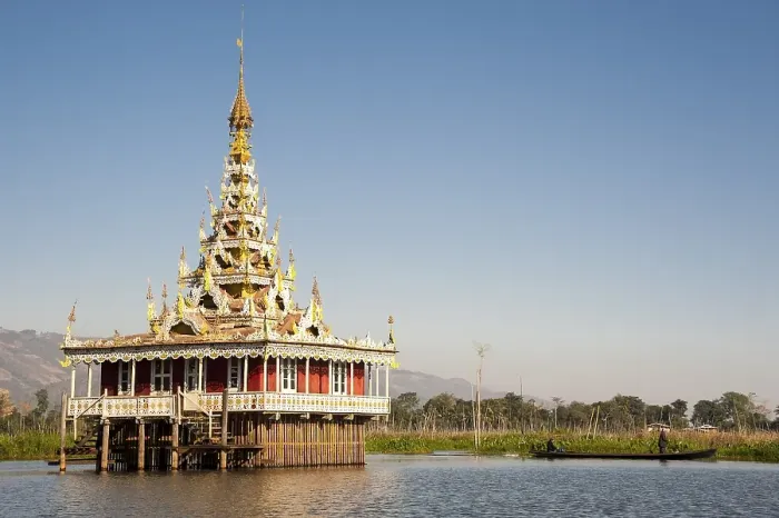 Framed Print : Temple in the water, Inle Lake