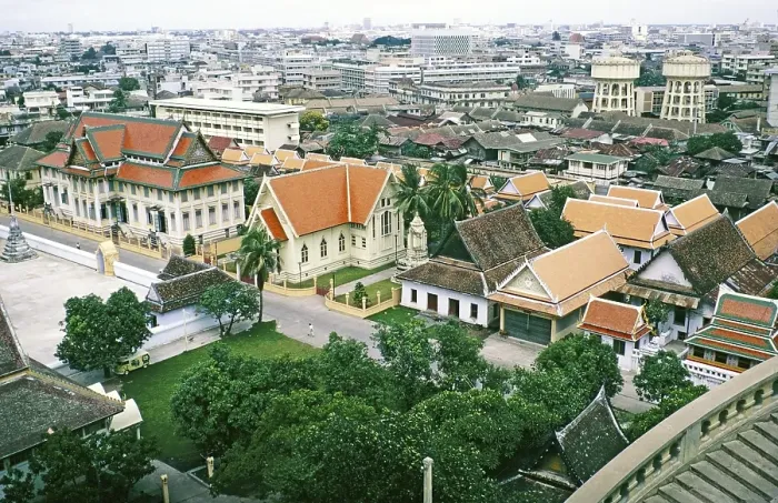 Framed Print : Temples and cityscape in Bangkok, Asia 1971