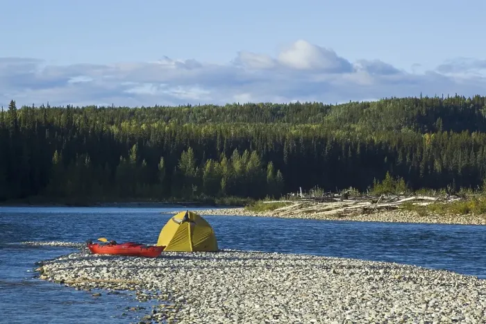 Framed Print : Tent, camp, kayak, headland, gravel bar Framed Print : Tent, camp, kayak, headland, gravel bar