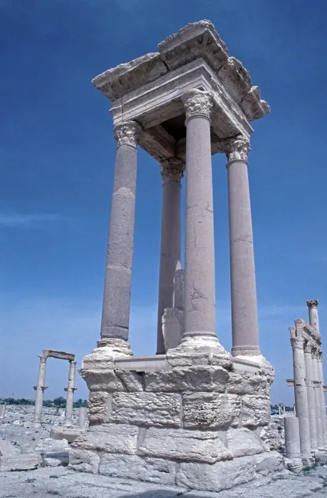 Framed Print : Tetrapylon, Palmyra, Syria, May 1987, vintage, retro, old, historical, Asia