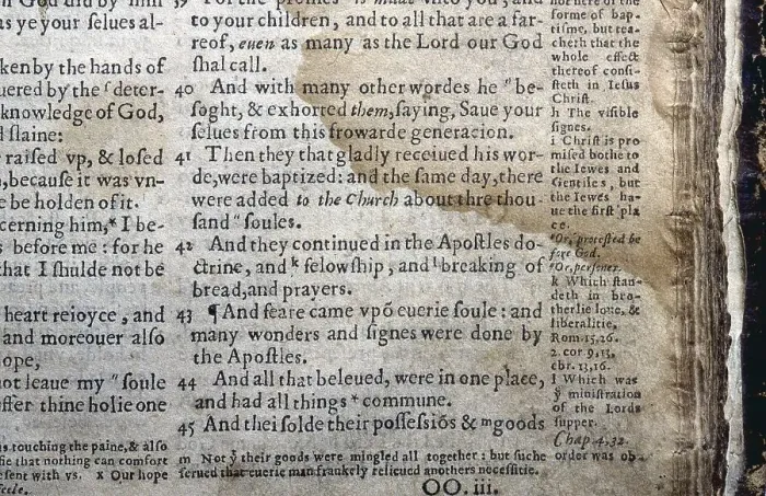 Framed Print : Text of Acts 2:41-47 from the 1560 Geneva Bible English translation