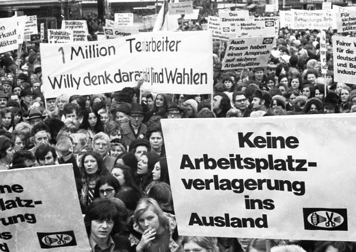 Framed Print : The Textile and Garment Workers Union (GTB) demonstrated in Bonn with about 10