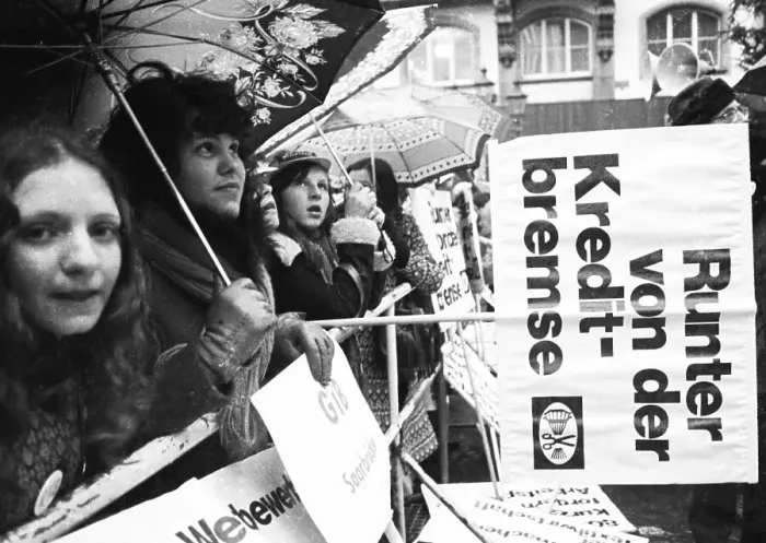 Framed Print : The Textile and Garment Workers Union (GTB) demonstrated in Bonn with about 10