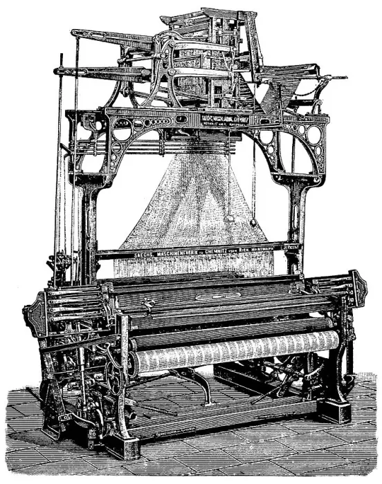Framed Print : Textile Industry in 1890, Double-Change Chair with Jaquard Machine of the Saxon Machine Factory