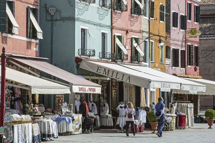 Framed Print : Textile shop, Burano, Venice, Venice