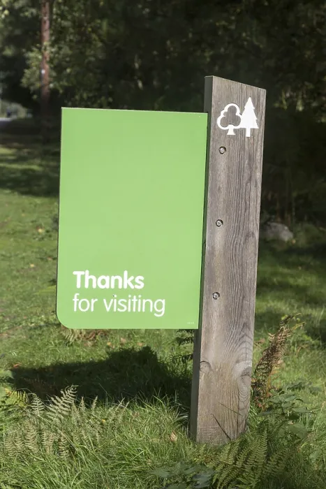 Framed Print : Thanks for visiting sign leaving forestry plantation Framed Print : Thanks for visiting sign leaving forestry plantation