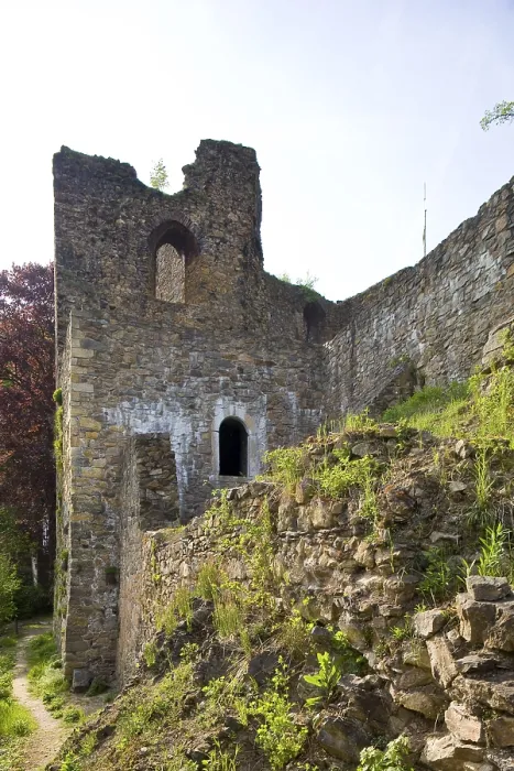 Framed Print : Tharandt Castle is the ruins of an important Spornburg for Saxon history on a mountain spur surrounded by
