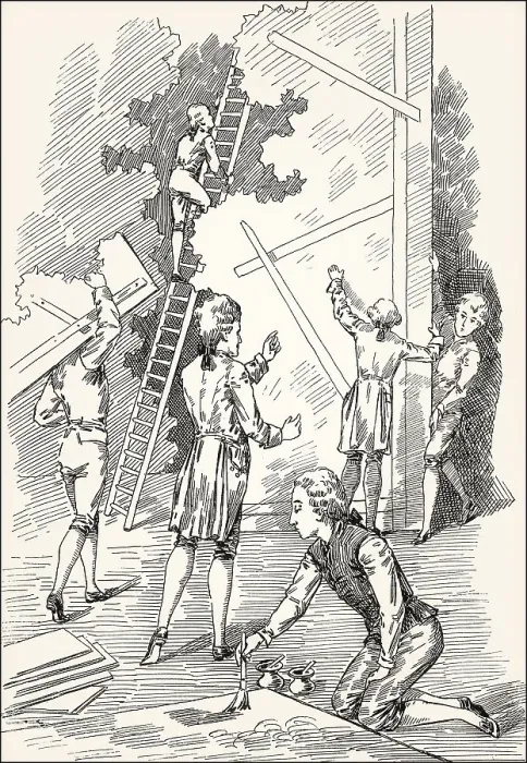Framed Print : Theater sets are being built, scene from the novel Wilhelm Meister's Apprenticeship
