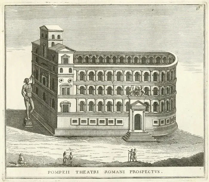 Framed Print : The Theatre of Pompey was the first permanent and stone-built theatre building in ancient Rome Framed Print : The Theatre of Pompey was the first permanent and stone-built theatre building in ancient Rome