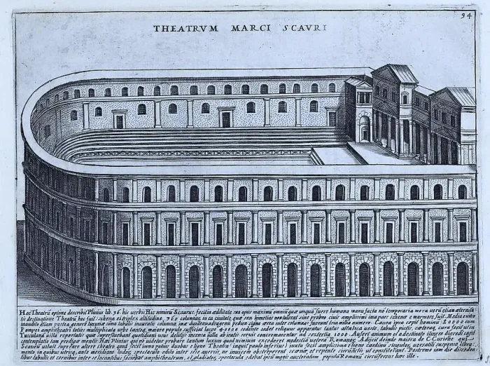 Framed Print : Theatrum Marci Scauri, This theatre was a temporary theatre described by Pliny the Elder in 58 B