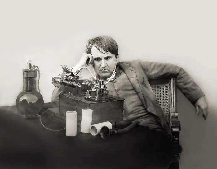 Framed Print : Thomas Edison at his Laboratory on 16 June 1888
