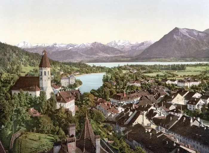 Framed Print : Thun, general view, Bernese Oberland