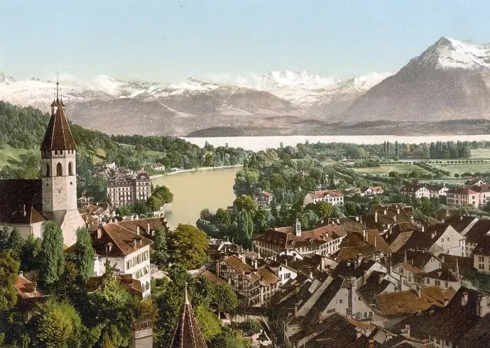 Framed Print : Thun, general view, Bernese Oberland
