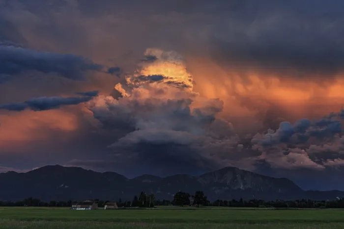 Framed Print : Thunderclouds in the evening light