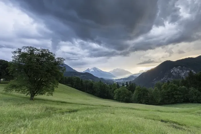 Framed Print : Thunderstorm and rain in Berchtesgaden