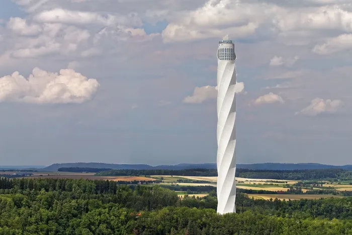 Framed Print : Thyssenkrupp test tower for elevators with visitor platform