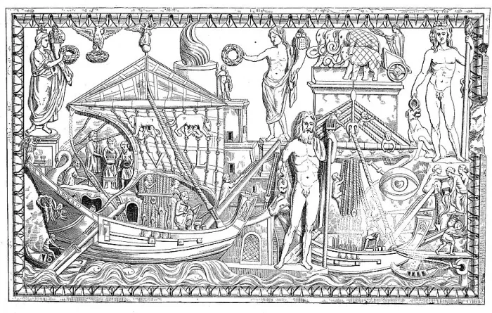 Framed Print : The Tiber harbour with merchant ships in Rome