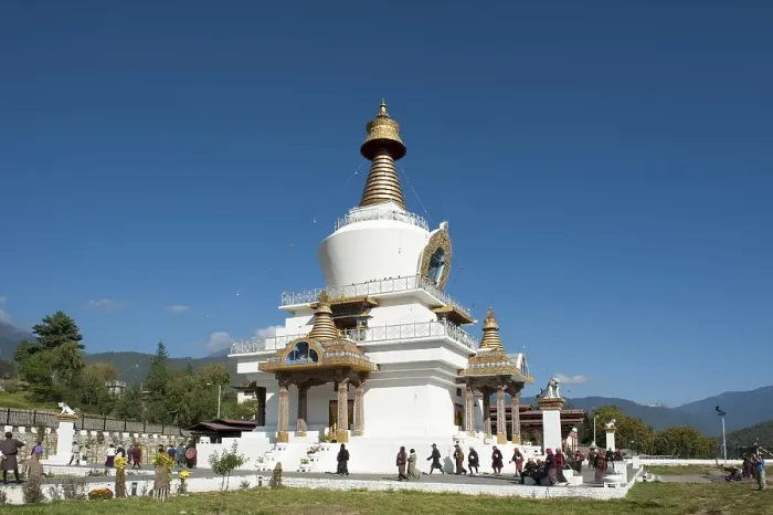 Framed Print : Tibetan Buddhism, believers circling the large white stupa