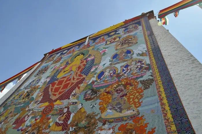 Framed Print : Tibetan Buddhism, religious fabric image