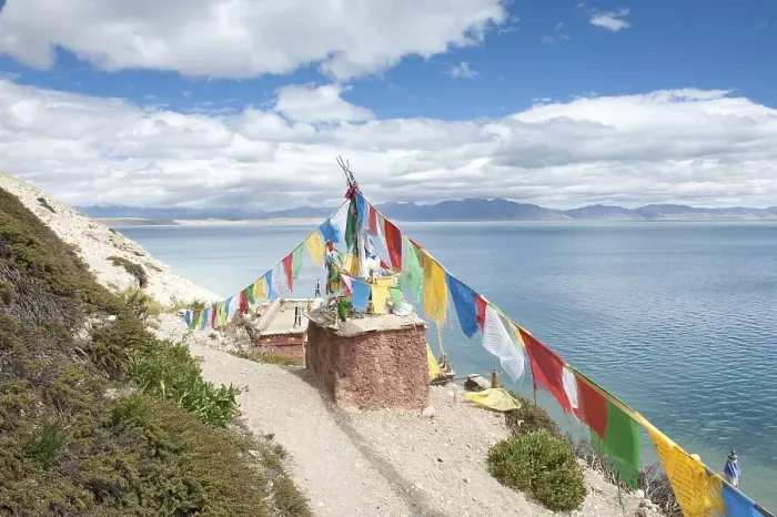 Framed Print : Tibetan Buddhism, Stupa or Chorten with colourful prayer flags