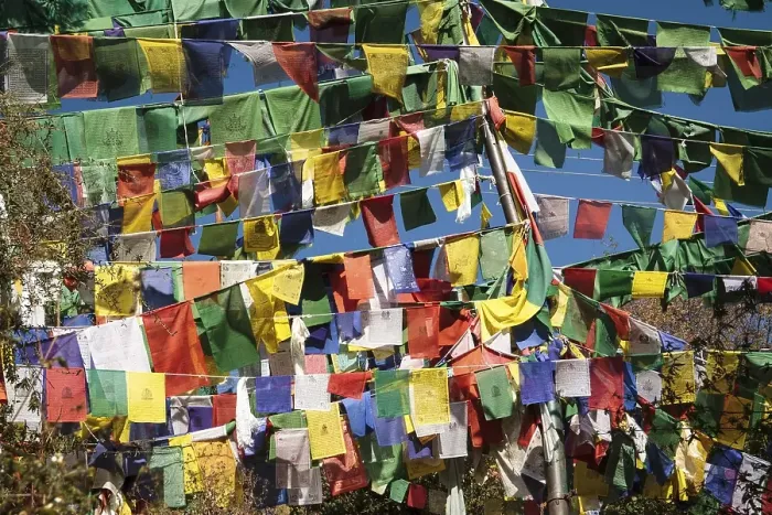Framed Print : Tibetan prayer flags at the domicile of the Tibetan exile government