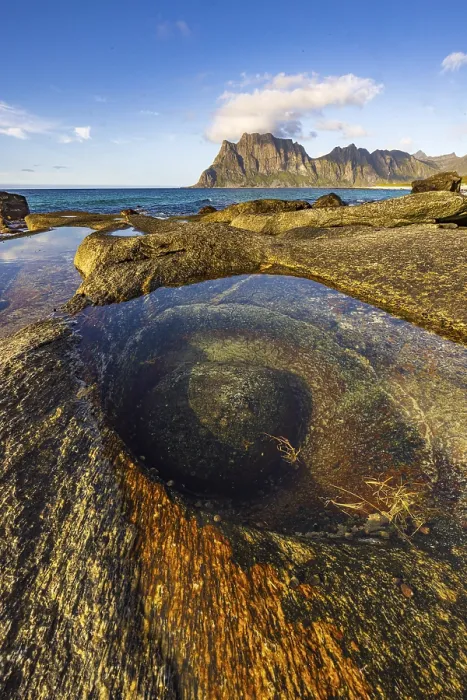 Framed Print : Tidepools in Uttakleiv, Lofoten, Nordland, Norway