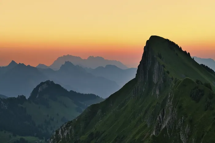 Framed Print : Tierberg at dawn, behind it the Appenzell Alps with Alpstein