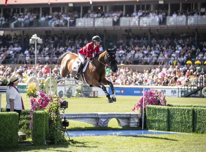 Framed Print : Tiffany Foster of Canada and riding Figor compete in the first round of the 1