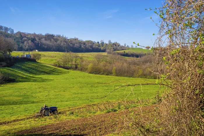 Framed Print : Tilling the land in the mountains of Errenteria with a tractor Framed Print : Tilling the land in the mountains of Errenteria with a tractor