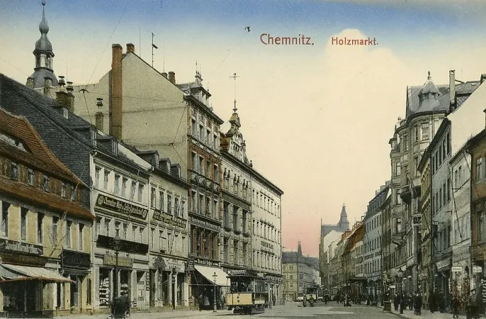 Framed Print : The timber market in Chemnitz, 1910, Saxony, Germany, digitally enhanced reproduction from a historical original, around 1900, public domain, Europe